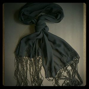 Sheer Evening Shawl with Fringe