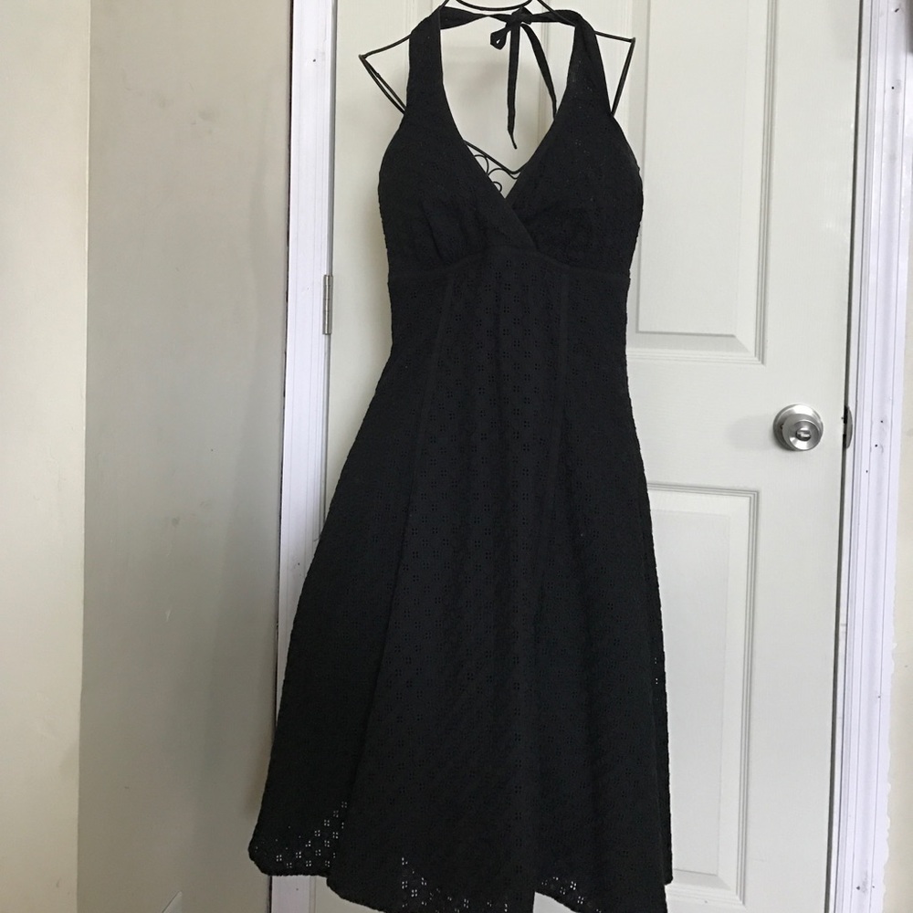 Liz Claiborne Black eyelet halter dress