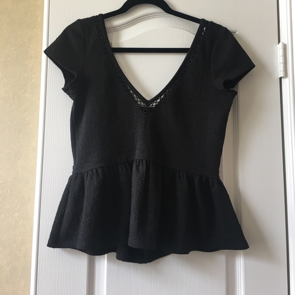 Black freepeople peplum top