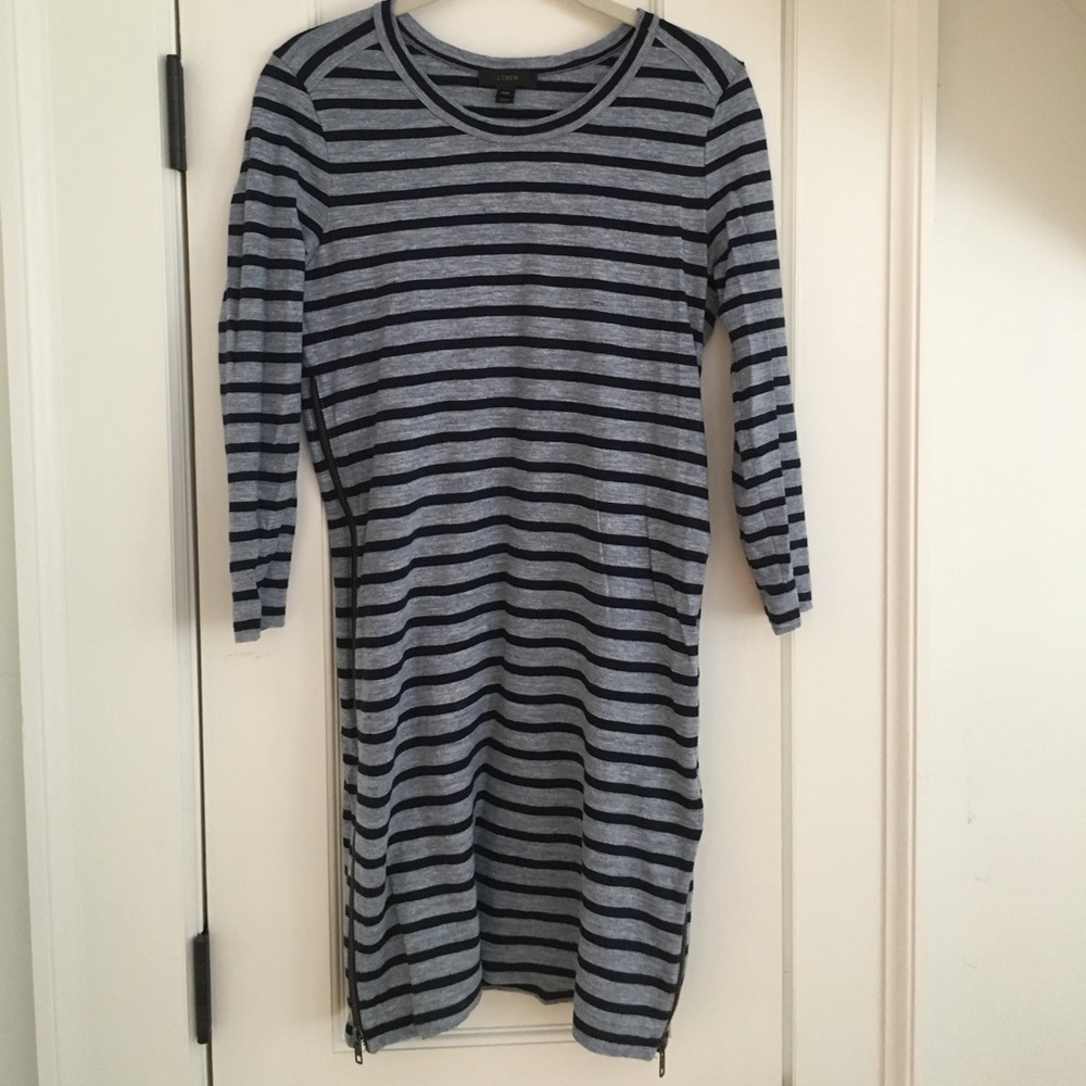 J. Crew Striped Side Zip T-Shirt Dress-XXS
