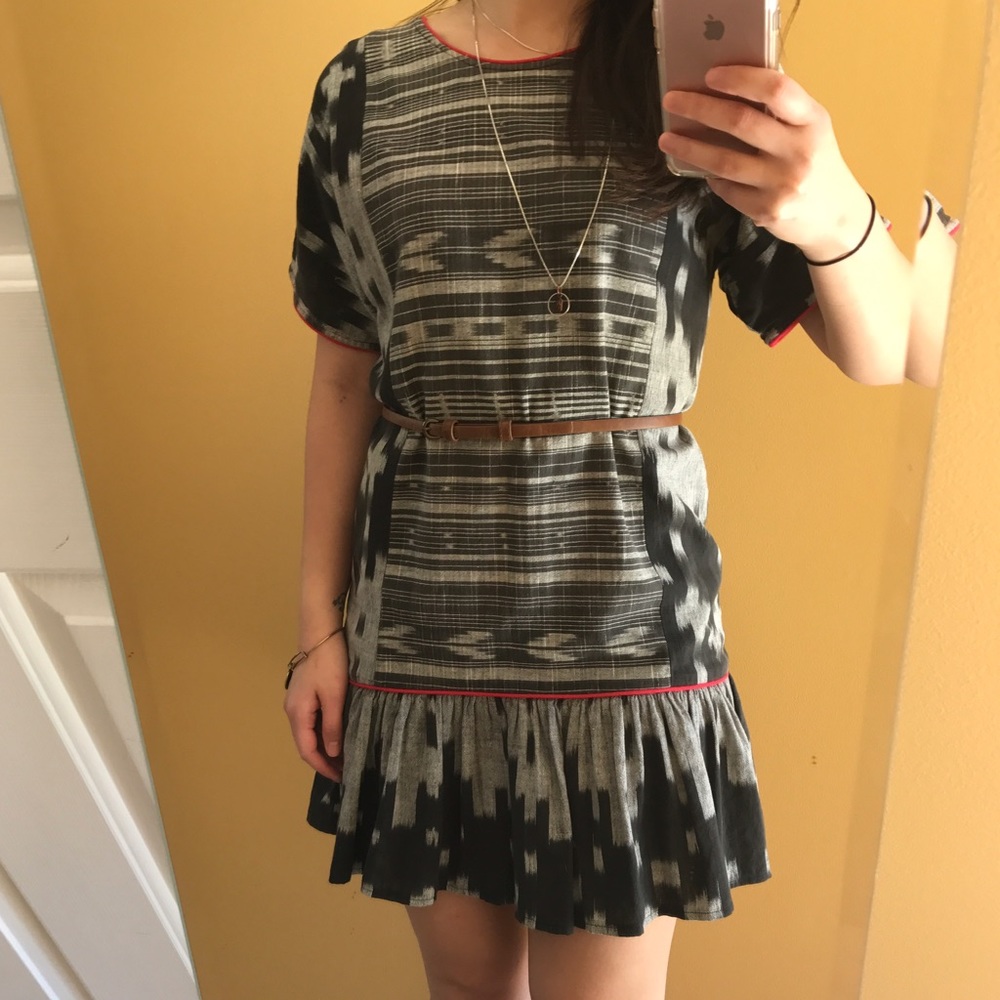 tribal print drop hem dress