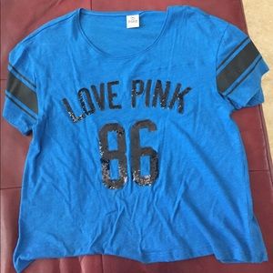 Short sleeve PINK jersey sparkly shirt
