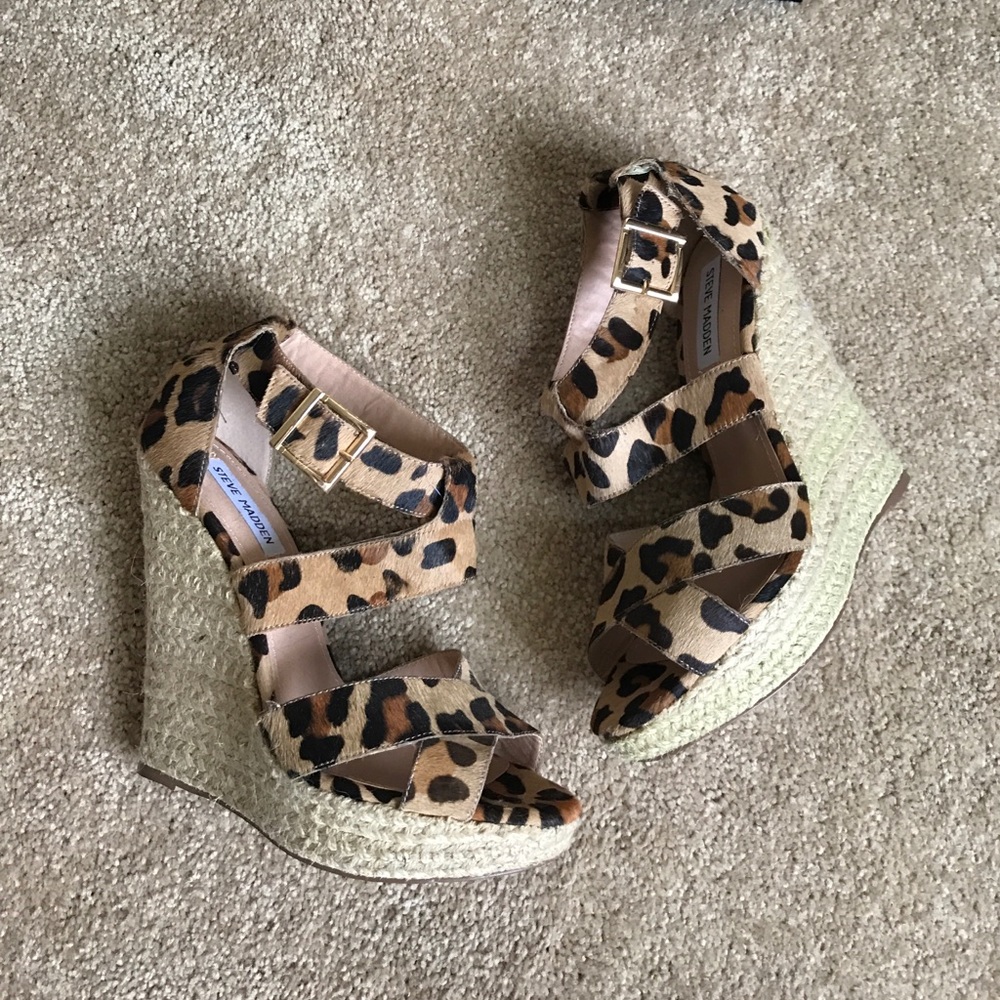 Brand new leopard wedge heels