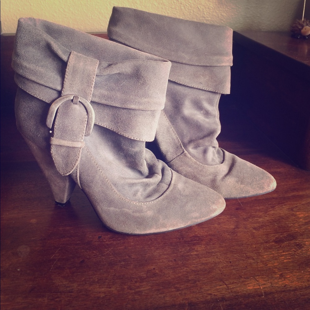 Slouchy suede booties