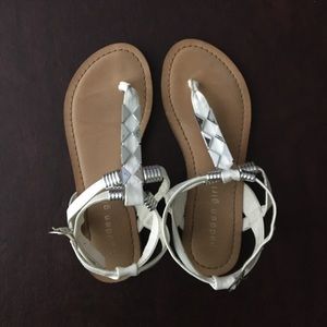 Madden Girl white and tan sandals