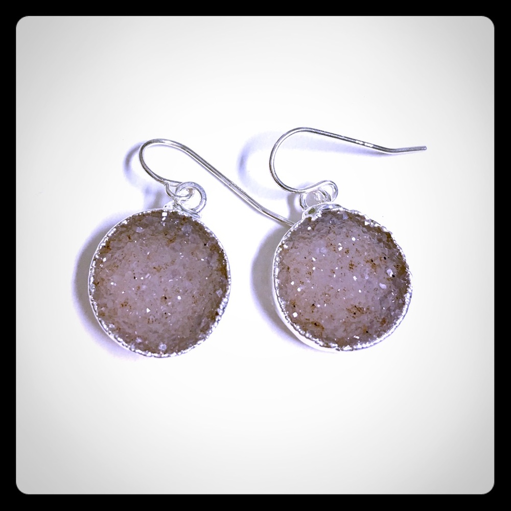 Silver plated Druzy earrings