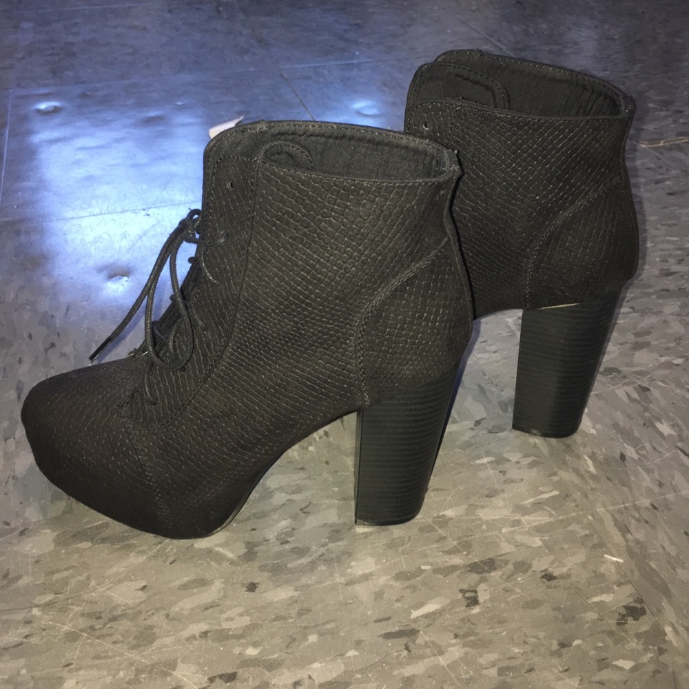 Black platform booties