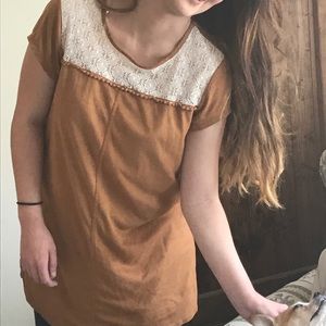 Faux suede and lace tunic.  Size M