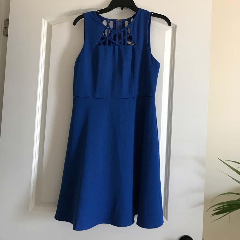 Cobalt blue dress with strap detail