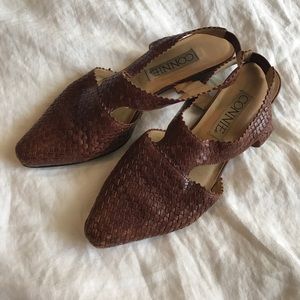 Vintage Leather Woven Mule Sandals 7.5