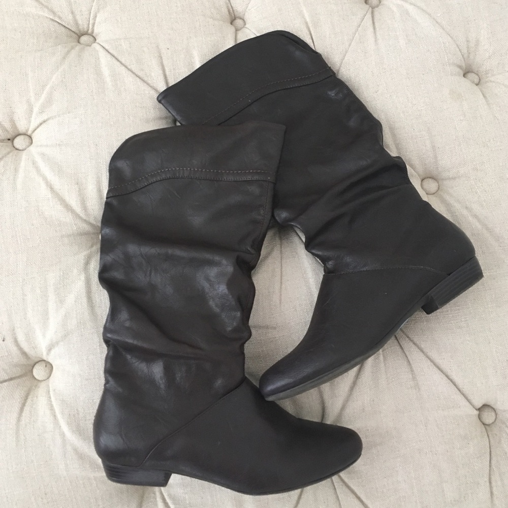 Dark brown faux leather boots size 7.5