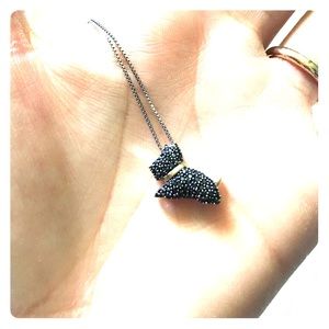Black diamond and gold Scottie necklace