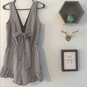 Navy and white check Romper!
