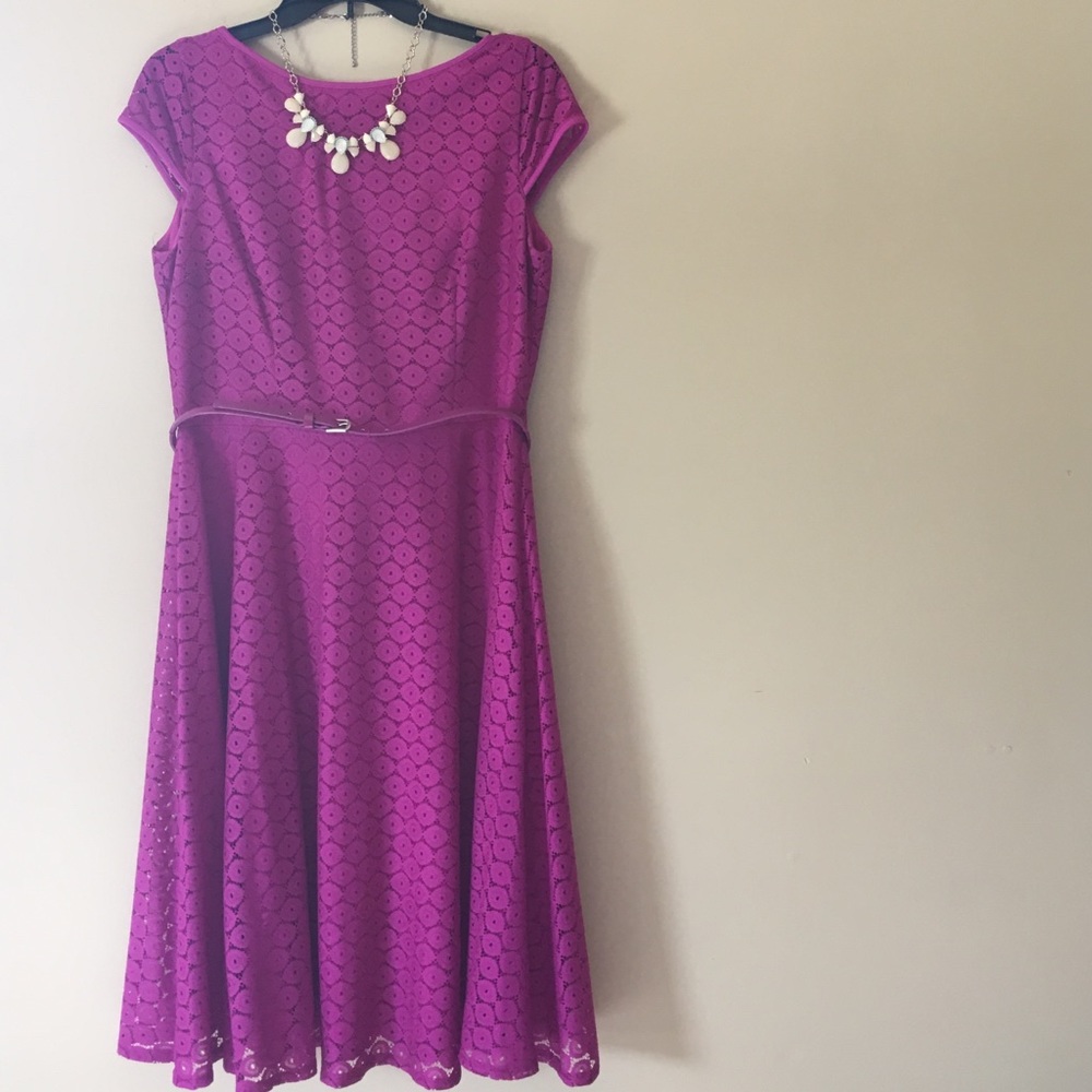 Stunning Fuchsia Belted Dress