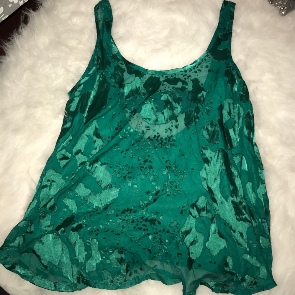 Sheer greenish blue sleeveless top!