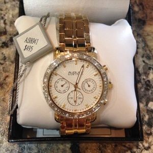 NEW August Steiner gold watch with crystal face