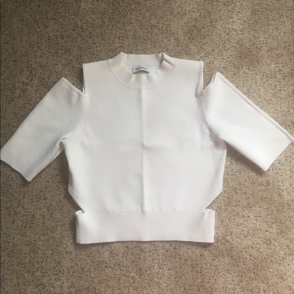 White Bebe crop top medium women body con