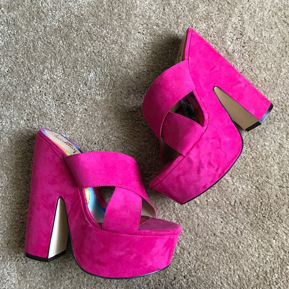 Hot pink platform heels