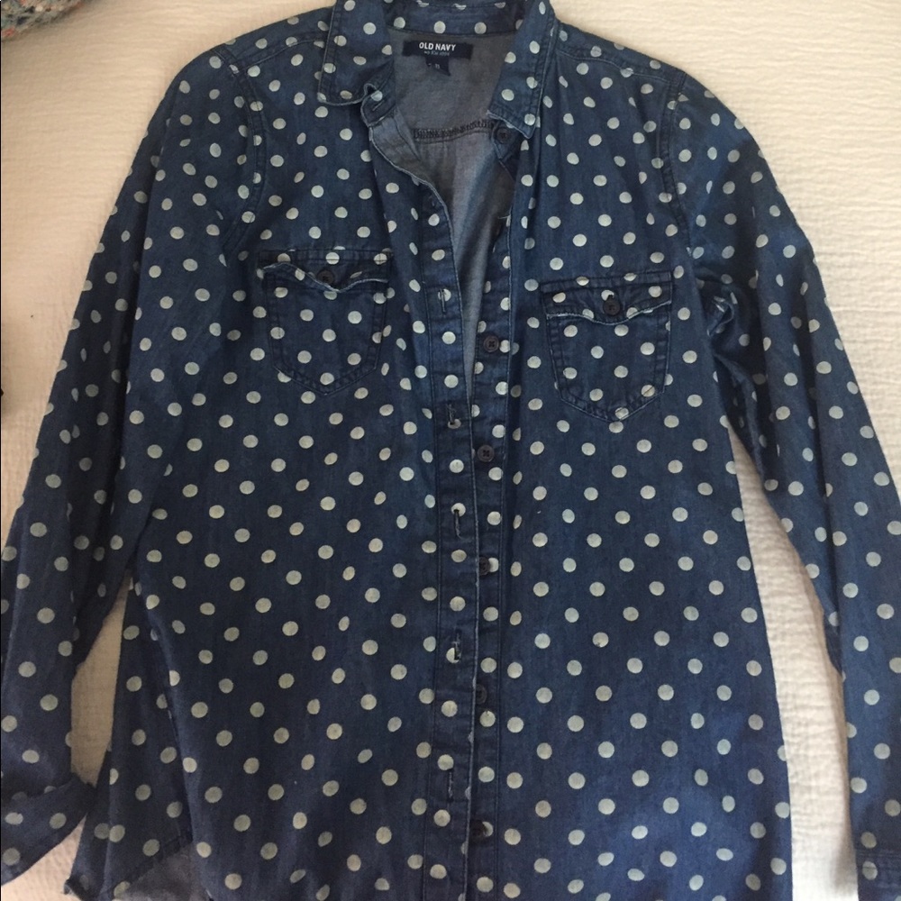 Old navy polka dot denim button down
