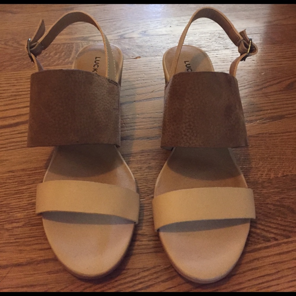 Lucky Brand Suede open toe heels