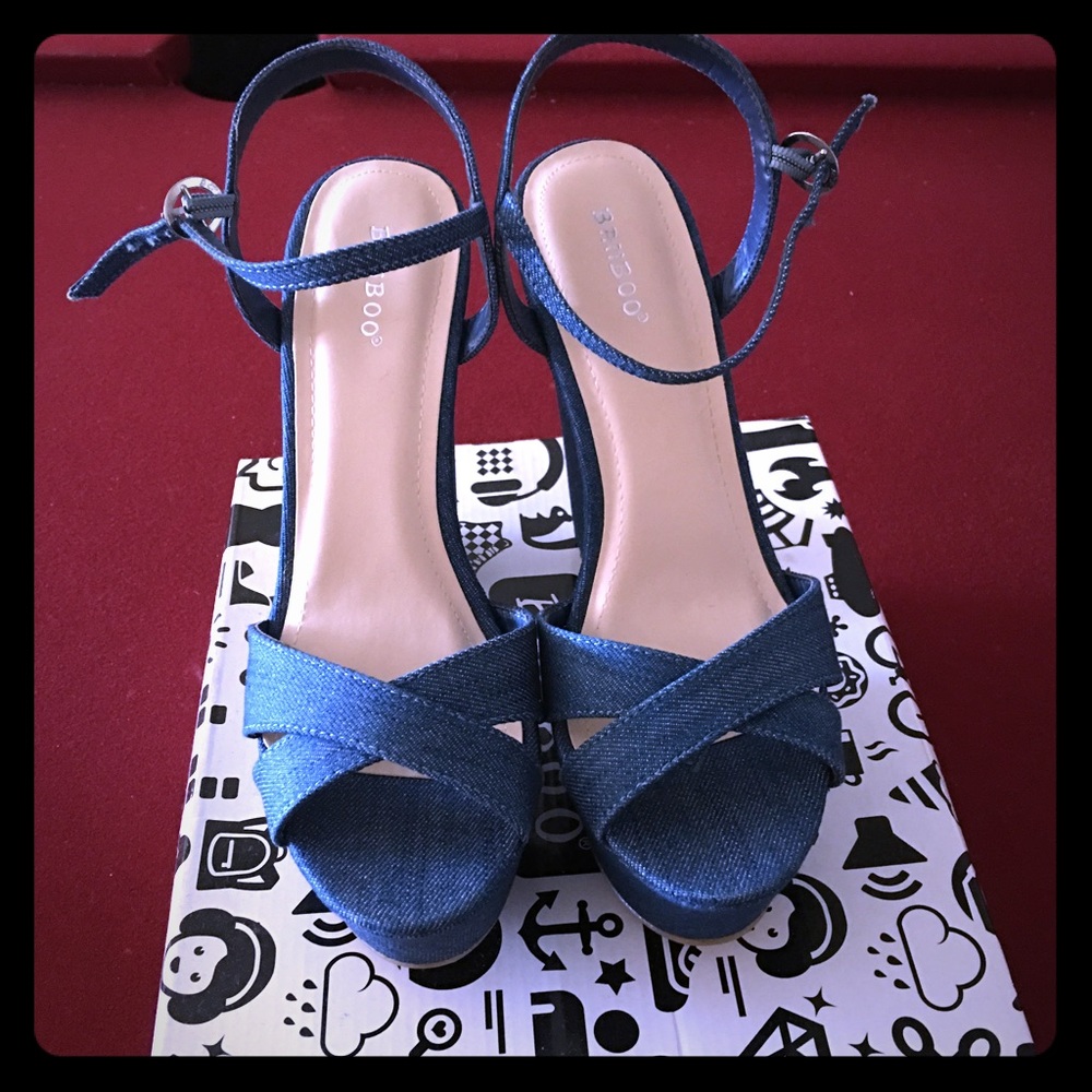 Bamboo Denim Heels