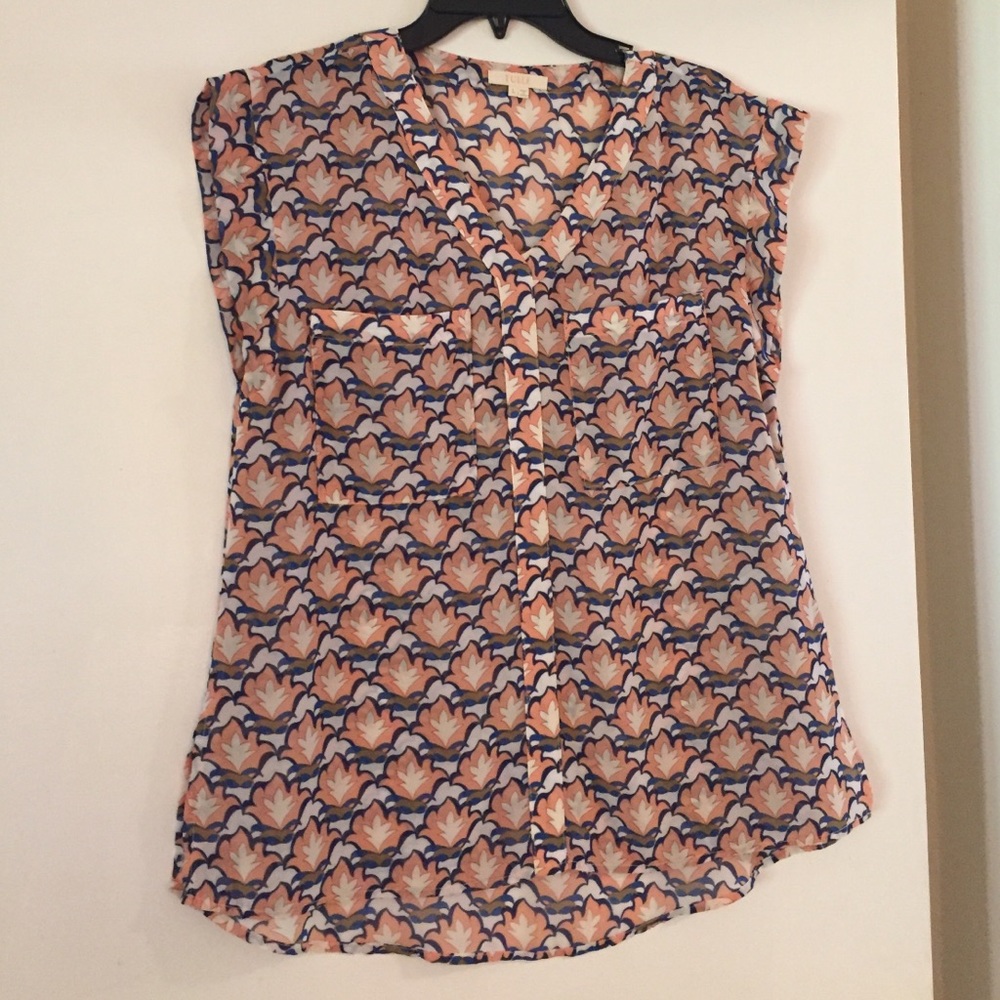 Tulle sheer printed top