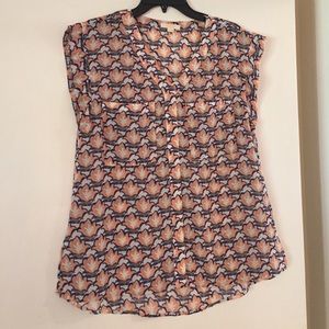 Tulle sheer printed top