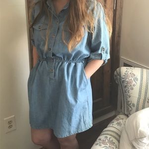 Denim, button front dress