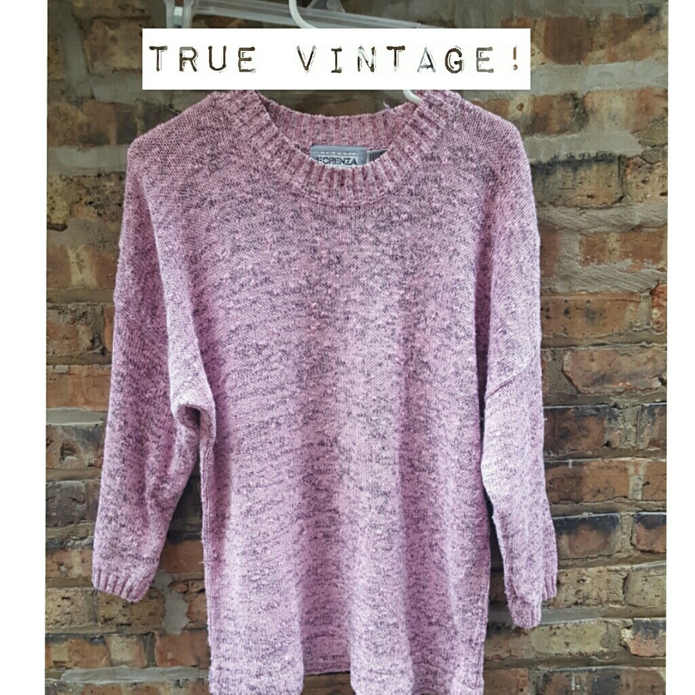 True vintage sweater, black and pink heather