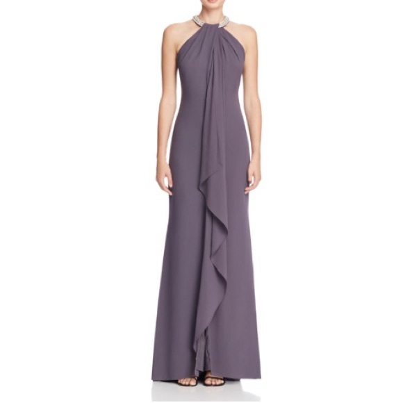 Aidan Mattox Dresses & Skirts - Aidan Mattox beaded draped halter gown
