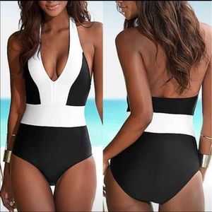 Color block Halter suit