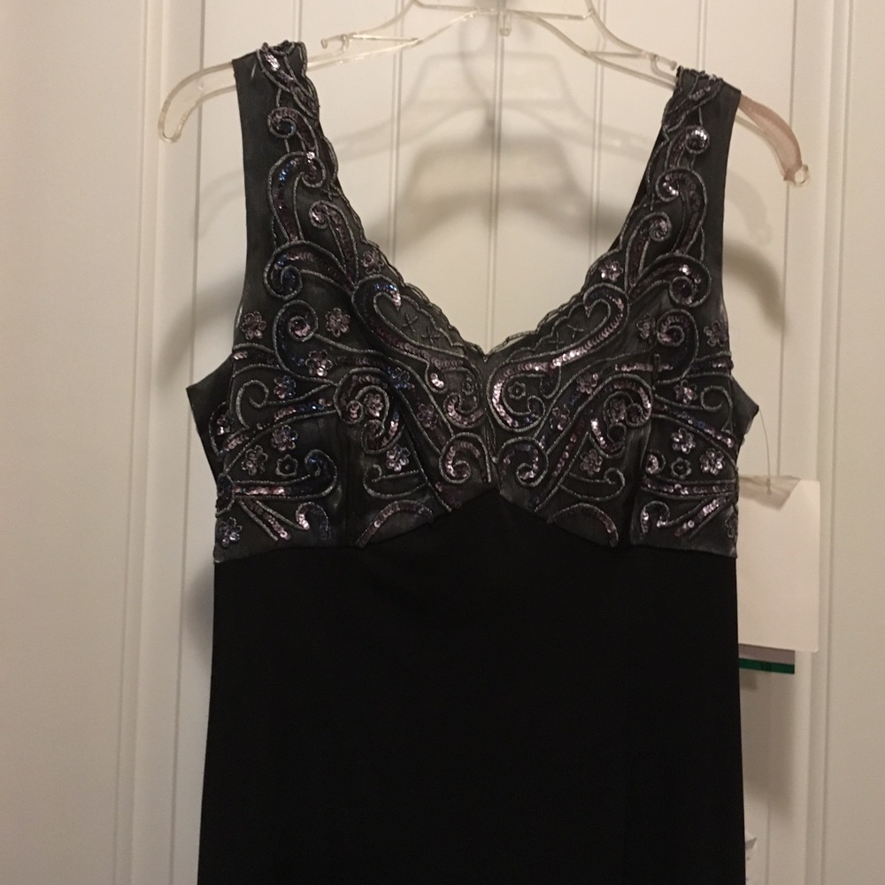 Floor length gown size 10. Black and pewter
