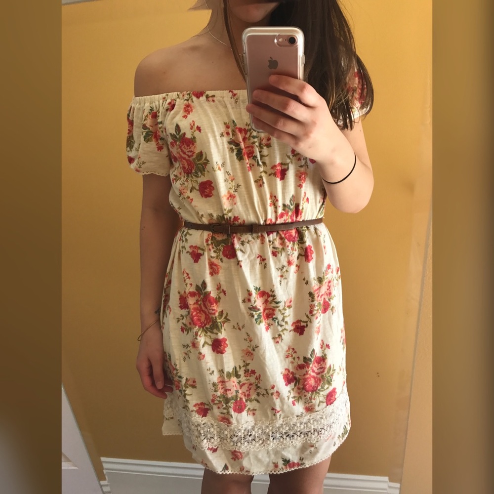 F21 floral off the shoulder dress
