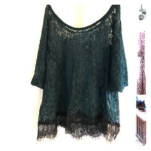 Charlotte Russe Lacey Green Cold Shoulder Top