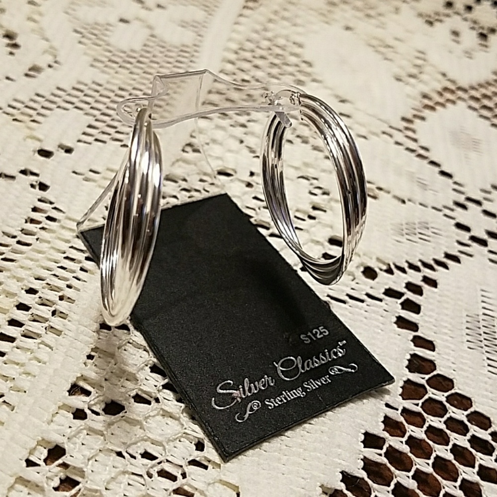 Silver Classics Crossover Hoop Earrings