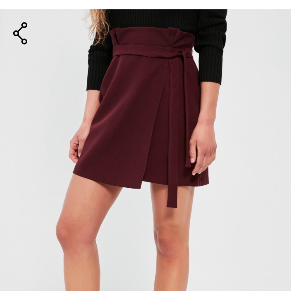 Paper Bag Waist Wrap Mini Skirt