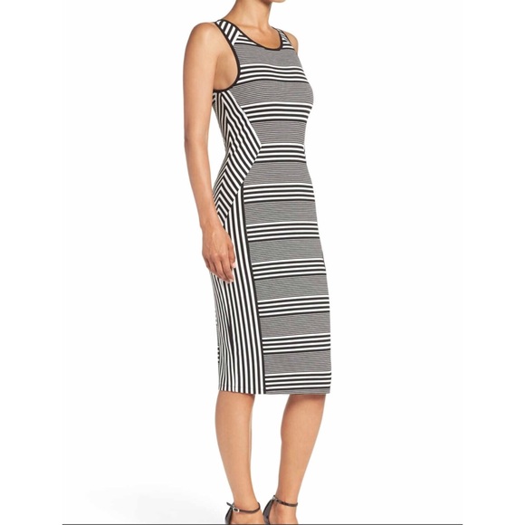 Felicity & Coco Striped Fitted Midi Dress - Picture 3 of 4
