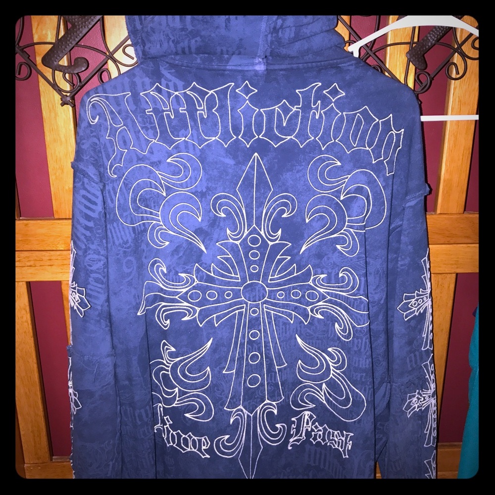 Men's Affliction zip up jacket with hood!!