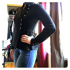Black Peplum Military Blazer