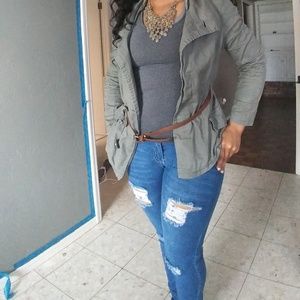 Large distressed light jacket