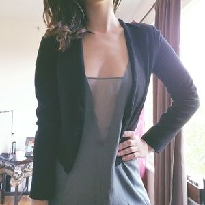 Cropped Collarless Blazer