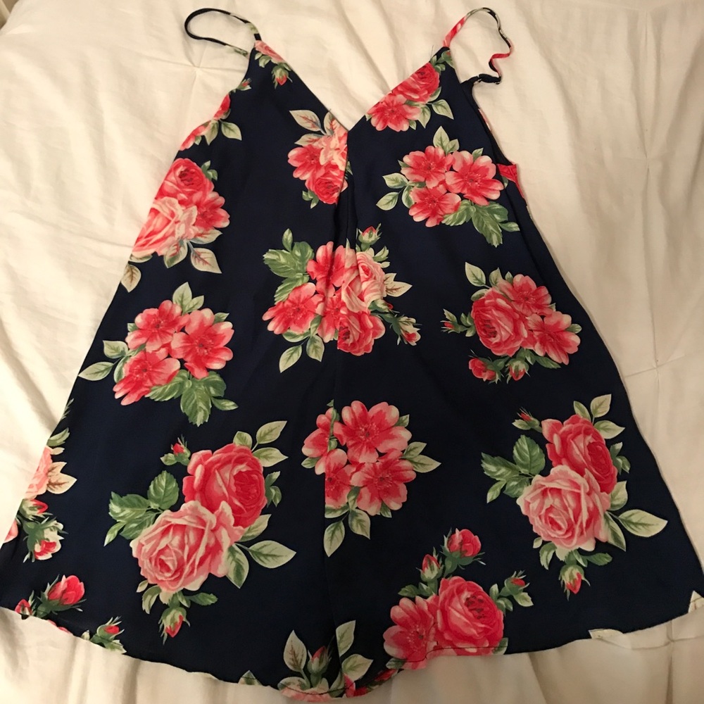 Navy and pink romper