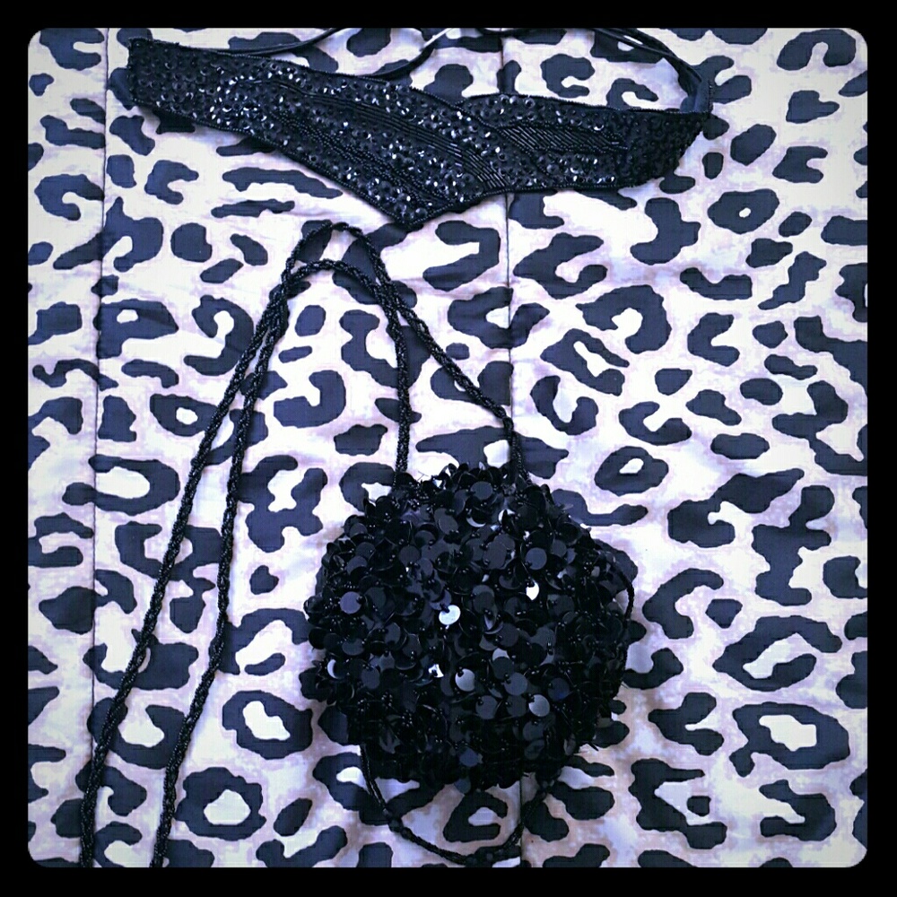 Black waist belt and purse