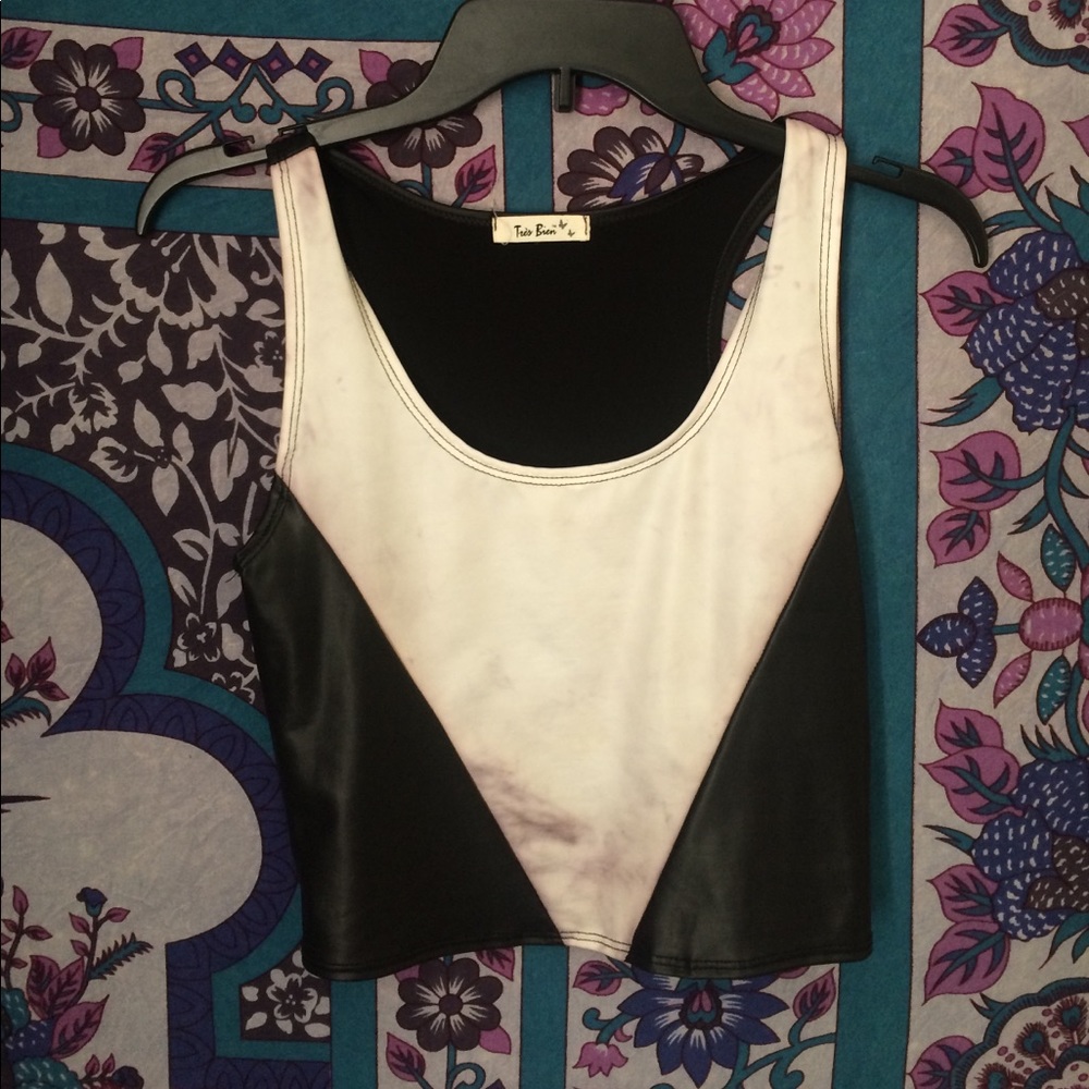 Faux leather crop top