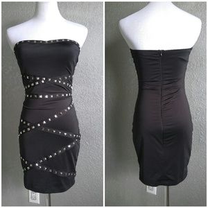 Black studded rhinestone dress