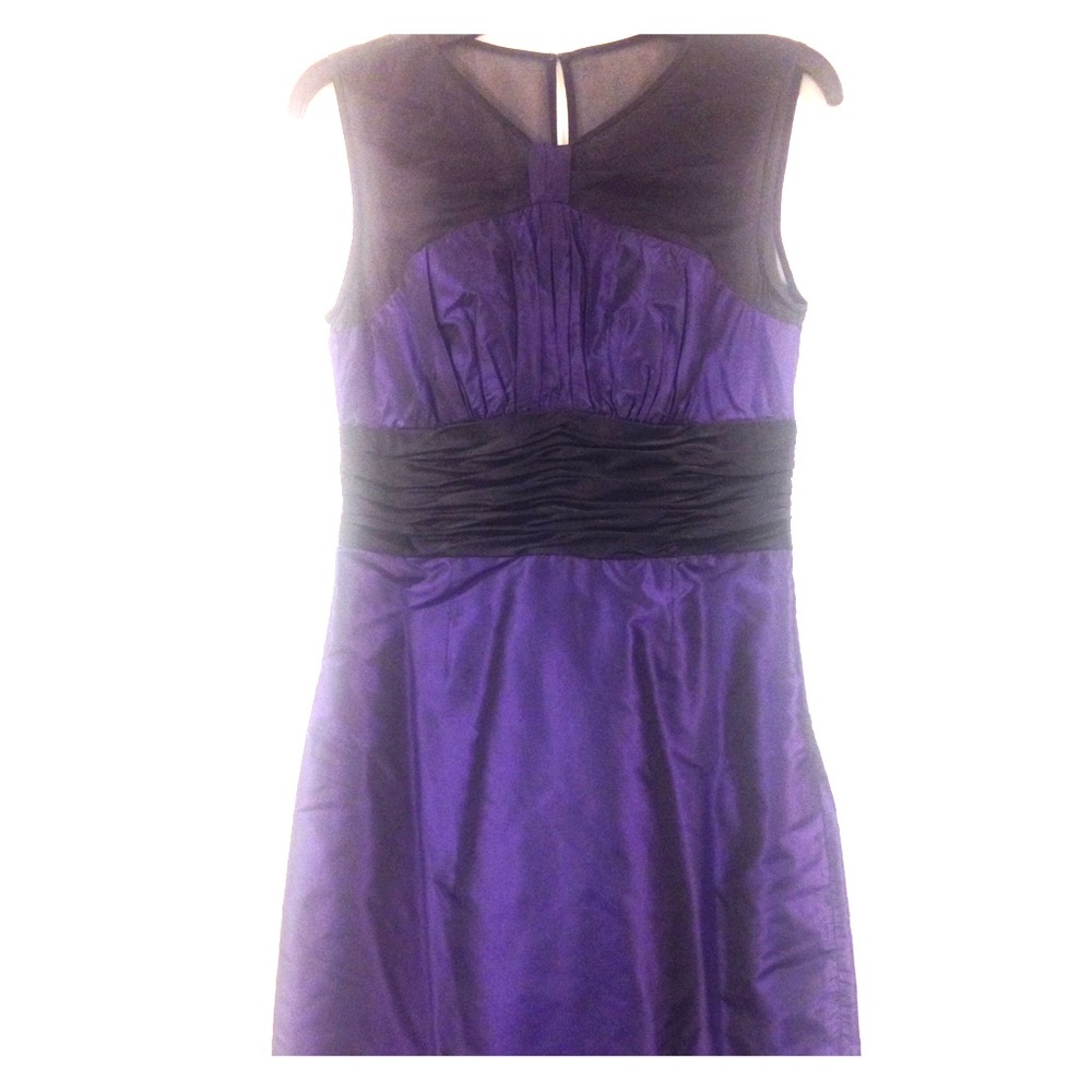100% silk dress violet blue with black accent