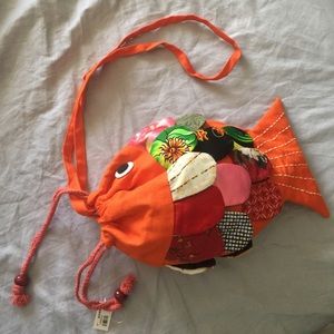 Fabric patchwork goldfish message bag