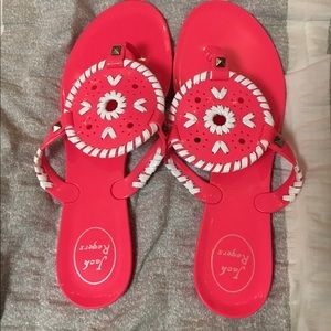 Jack Rogers pink gel flip flops