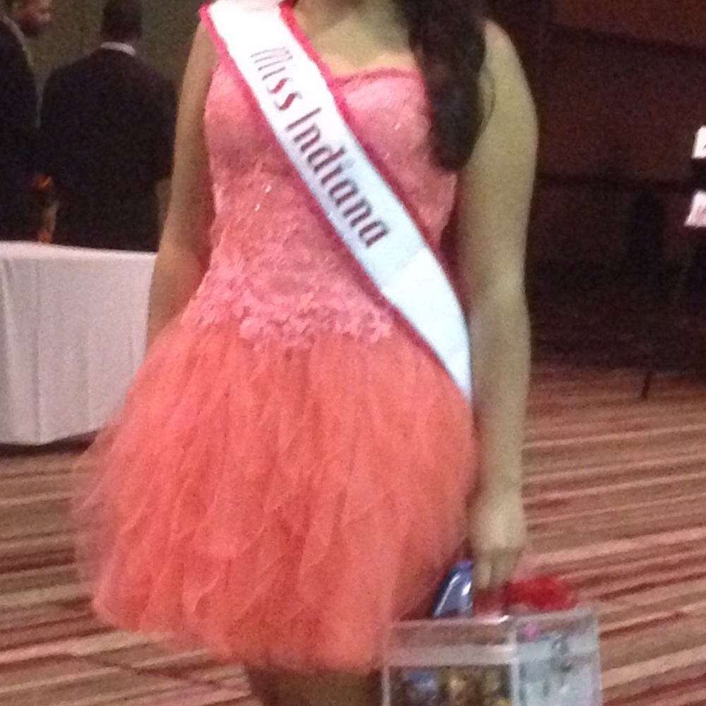 Salmon cocktail dress