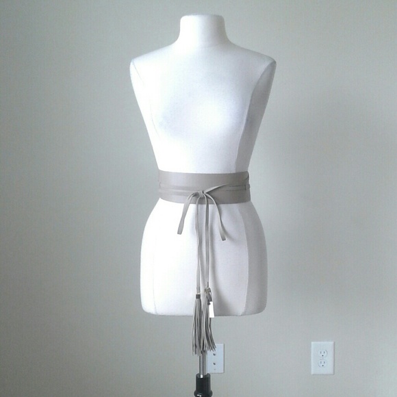 Tassel detail wide obi belt gray taupe SOLD OUT!! - Picture 2 of 5